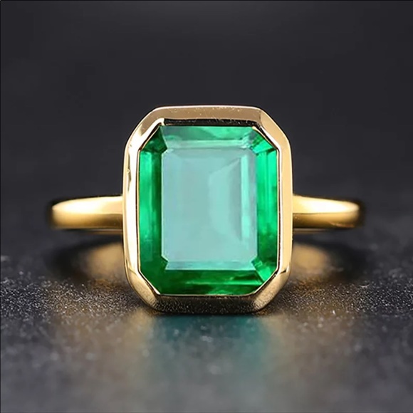 18k gold plated emerald ring - Picture 2 of 6